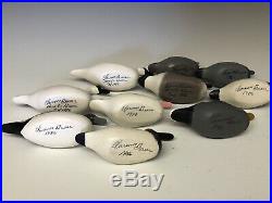 10 Miniature Duck Hunting Decoys By Clarence Titbird Bauer Havre de Grace, MD
