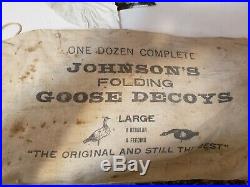 12 Vintage Johnson's Folding Goose Decoys with Bag