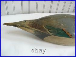 18 1/2 Signed Tom Taber Vintage Carved wood duck PINTAIL decoy 1989
