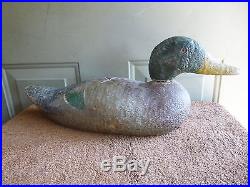 1920s original Grubbs with original paint & glass eyes solid wood duck decoy