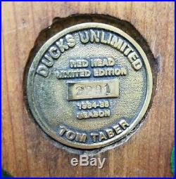 1984-85 Limited Edition Medallion Vintage Duck Decoy Signed Tom Taber Redhead