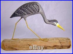 1984 H. V. Shourds New Jersey Wood Carved EGRET Bird Figurine Signed HTF