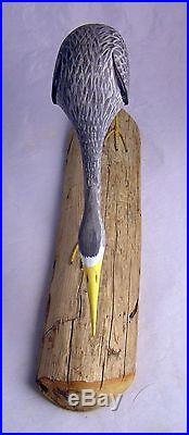 1984 H. V. Shourds New Jersey Wood Carved EGRET Bird Figurine Signed HTF