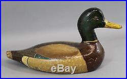 19thC Antique Painted Cast Iron Mallard Duck Hunting Sinkbox Weight Decoy, NR