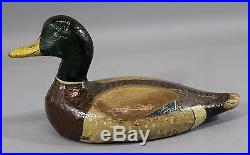 19thC Antique Painted Cast Iron Mallard Duck Hunting Sinkbox Weight Decoy, NR