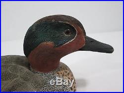 2 Duck Decoys Ed Snyder Signed 1985 Drake Hen Green Wing Teal Vtg Painted Wood