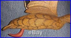 2 Ken Anger Hen Mallard Hand Carved Wooden Duck Decoys Flying