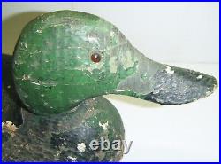 2 Vintage Hand-Carved Solid Body Duck Decoys Folk Art