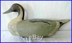 40's Era Duck Decoy Pintail Hand Carved Distinct Wood Bottom Original Paint N. J