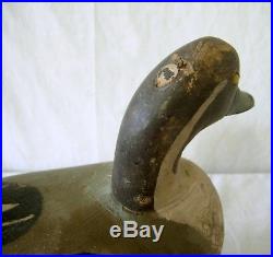 40's Era Duck Decoy Pintail Hand Carved Distinct Wood Bottom Original Paint N. J