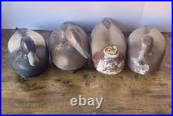 4 Vintage Duck Decoys 3 Animal Trap + 1 Very Rare Blue/Teal Feather Herter's