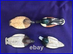 4 Vintage Signed Bill Chris Gillespie Carved Painted Wooden Miniature Duck Decoy