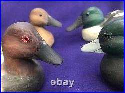 4 Vintage Signed Bill Chris Gillespie Carved Painted Wooden Miniature Duck Decoy