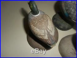 4 hand carved and painted Miniature Duck Carvings. Signed & dated 1961-62