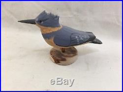 (8) Great Vint. Signed K. W. Burt Carved Wood Bird Decoys Hummingbird Egret Robin
