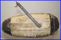 ANTIQUE 1920s LEATHER OVER WOOD JOHN TAX FISH DUCK HUNTING BLUEBILL DECOY LURE