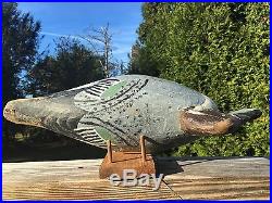 Antique Miles Hancock Pintail Hen Decoy With Brand