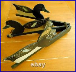 ANTIQUE ORIGINAL 1930's J. W. REYNOLDS TRI FOLD WOOD DUCK DECOY / BLUE TEAL