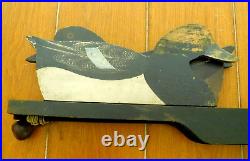 ANTIQUE ORIGINAL 1930's J. W. REYNOLDS TRI FOLD WOOD DUCK DECOY / BLUE TEAL