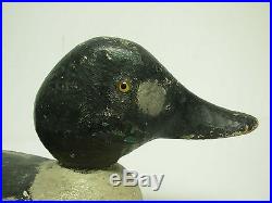 ANTIQUE WOOD CARVED MASON DODGE HUNTING DUCK DECOY 7 HIGH x 14 3/4 WIDE