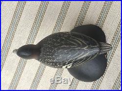 A. E. Crowell antique vintage carved+painted miniature Lesser Scaup bird decoy