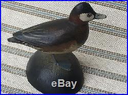 A. E. Crowell antique vintage carved+painted miniature Ruddy Duck bird decoy