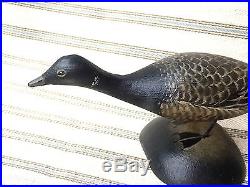 A. E. Crowell carved+painted miniature antique Running Atlantic Brent bird decoy