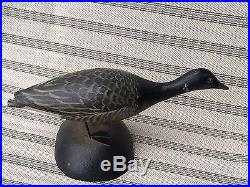 A. E. Crowell carved+painted miniature antique Running Atlantic Brent bird decoy