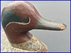 American Carved Wood Duck Decoy. De-Accessioned From American Folk Art Museum