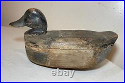 Antique 1800s hand carved wood Folk Art bluebill Drake duck decoy bird sculpture