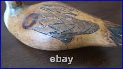 Antique 1885 Pintail Duck Decoy Signed Milred 13