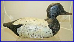 Antique 1910s 30s Era Wood Hand Carved / Painted Working Blue Bill Duck Decoy