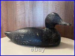 Antique 1920s Decoy Duck Handcarved Black Minnesota Collectible 15 Primitive