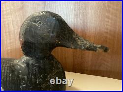 Antique 1920s Decoy Duck Handcarved Black Minnesota Collectible 15 Primitive