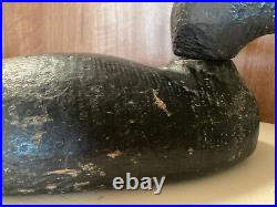 Antique 1920s Decoy Duck Handcarved Black Minnesota Collectible 15 Primitive