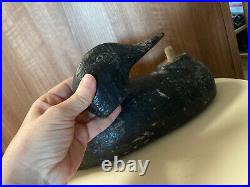 Antique 1920s Decoy Duck Handcarved Black Minnesota Collectible 15 Primitive