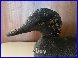 Antique 1920s Decoy Duck Handcarved Black Minnesota Collectible 15 Primitive