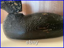 Antique 1920s Decoy Duck Handcarved Black Minnesota Collectible 15 Primitive