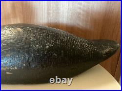 Antique 1920s Decoy Duck Handcarved Black Minnesota Collectible 15 Primitive