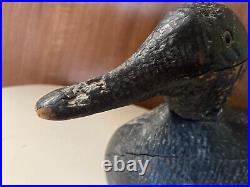 Antique 1920s Decoy Duck Handcarved Black Minnesota Collectible 15 Primitive