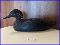 Antique 1920s Decoy Duck Handcarved Black Minnesota Collectible 15 Primitive