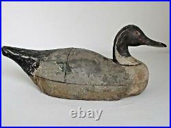 Antique Carved Wood Swivel Head Duck Decoy Signed P