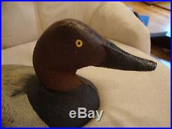 Antique Cast Iron Duck Decoy, Drake, Sink Box, Painted, Early 1900s Flat Bottom