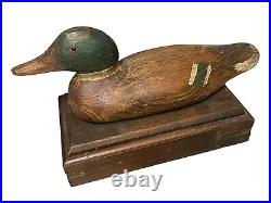 Antique Decoy Mason 16 Mallard Duck Hunting Wood On 13 Storage Box Ammo