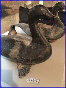 Antique Duck Decoy Cast-Iron Andirons