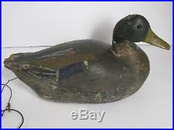 Antique Duck Decoy Turned Head Big Body Original Paint Weighted