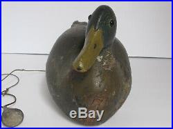 Antique Duck Decoy Turned Head Big Body Original Paint Weighted