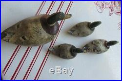 Antique Duck Mini Decoys (4) Herman Wendt Sheboygan Wi Wisconsin Mallard Drakes