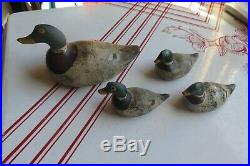 Antique Duck Mini Decoys (4) Herman Wendt Sheboygan Wi Wisconsin Mallard Drakes