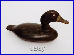 Antique Folk Art Wooden Hand Carved & Painted Working Duck Decoy with Glass Eyes